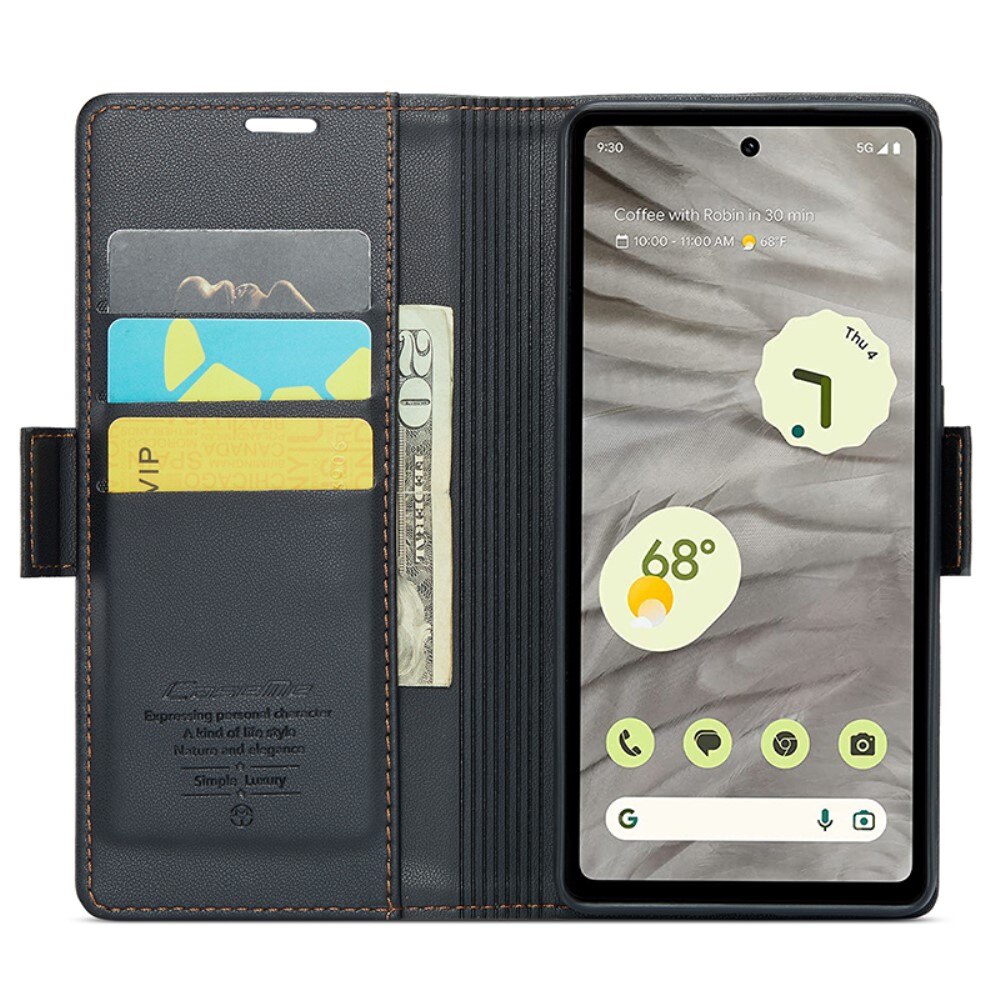 RFID blocking Slim Bookcover Hoesje Google Pixel 7a Zwart