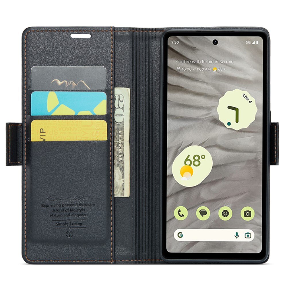 RFID blocking Slim Bookcover hoesje Google Pixel 7a zwart