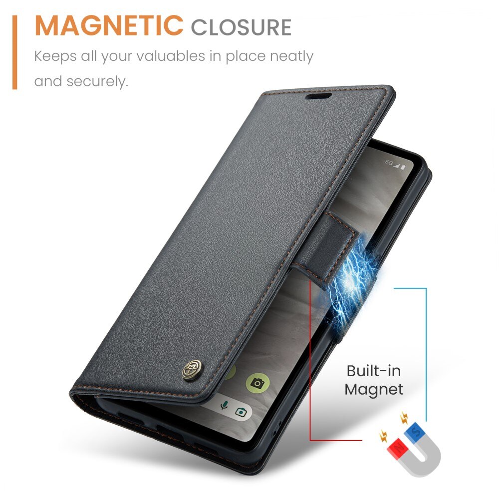 RFID blocking Slim Bookcover Hoesje Google Pixel 7a Zwart