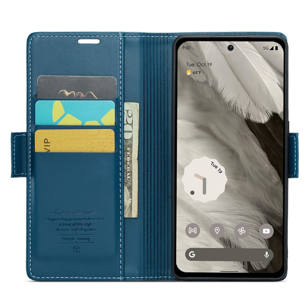 RFID blocking Slim Bookcover hoesje Google Pixel 8 blauw