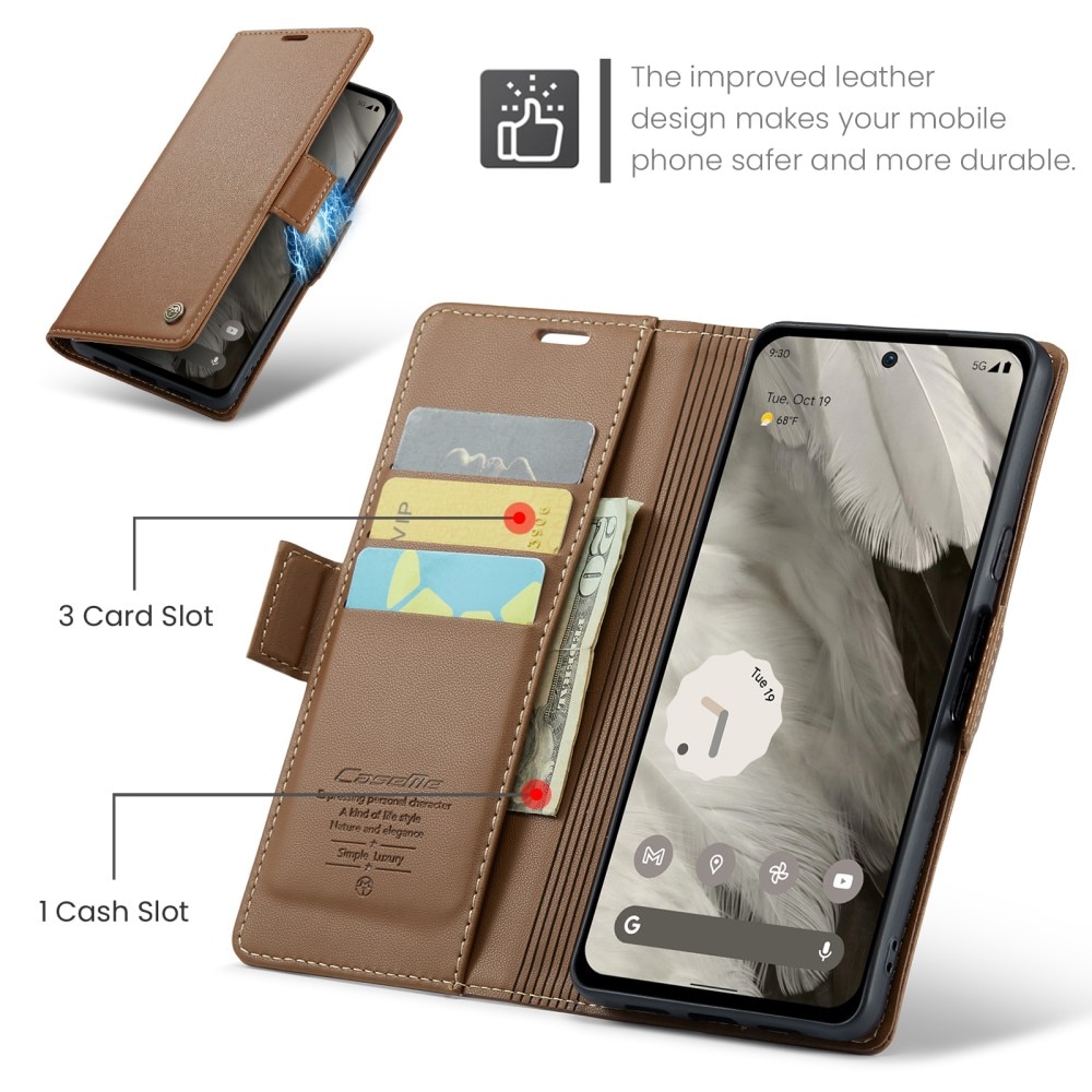 RFID blocking Slim Bookcover hoesje Google Pixel 8 bruin