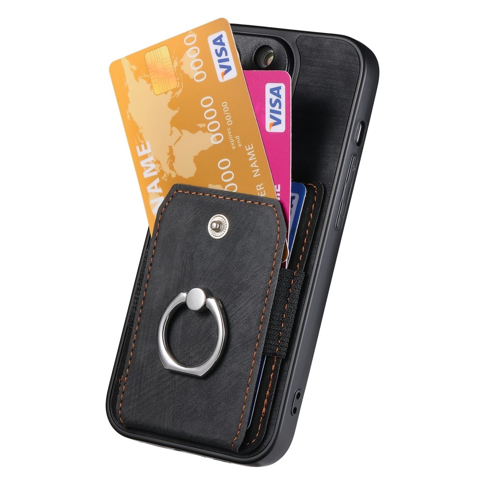iPhone 14 RFID blocking Portemonnee hoesje + Finger Ring zwart
