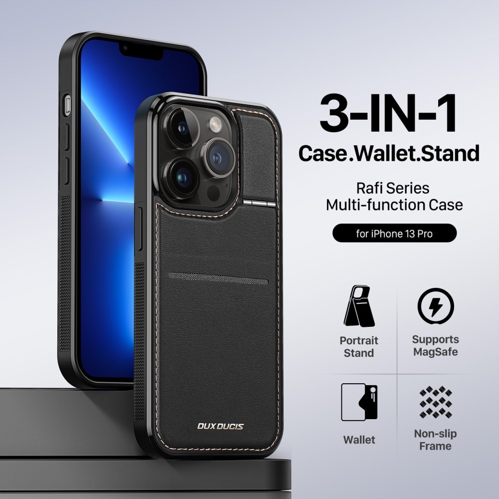 Rafi Series RFID MagSafe Wallet Stand Case iPhone 13 Pro zwart