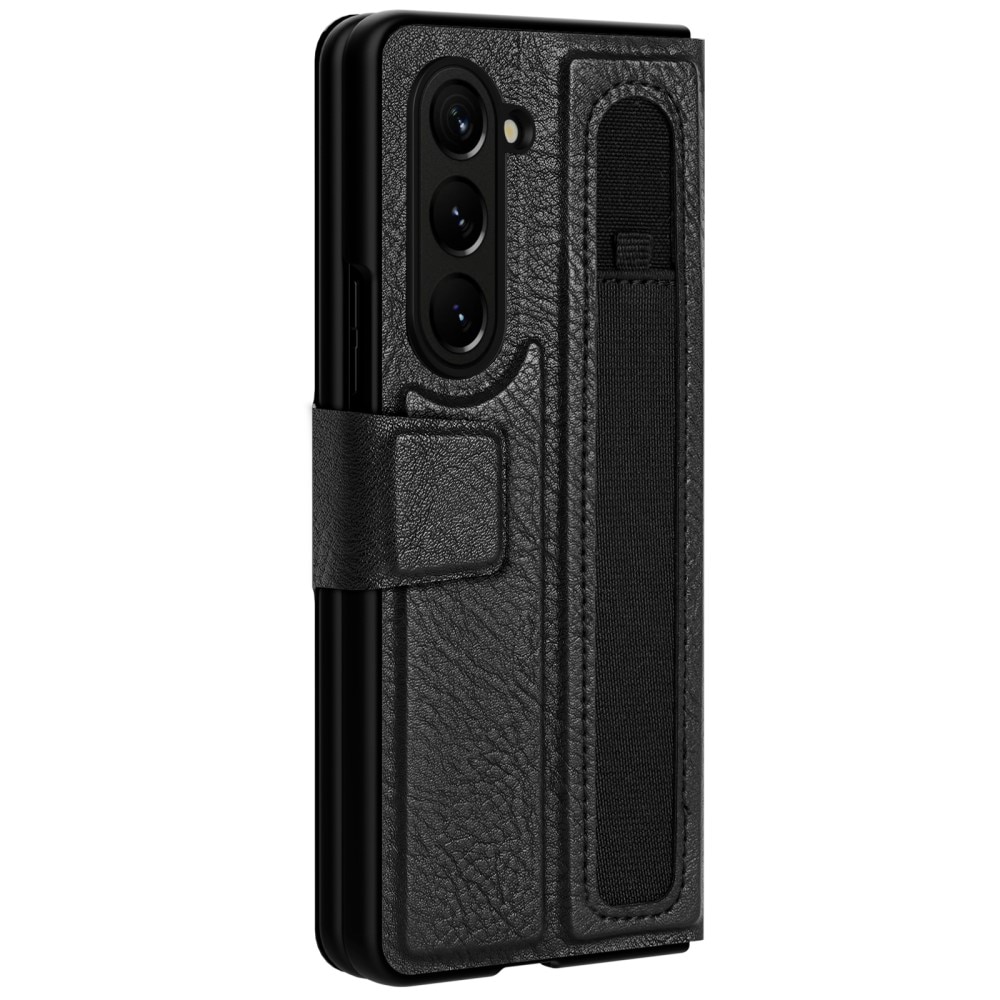 Leather Case with Pen Slot Samsung Galaxy Z Fold 5 zwart