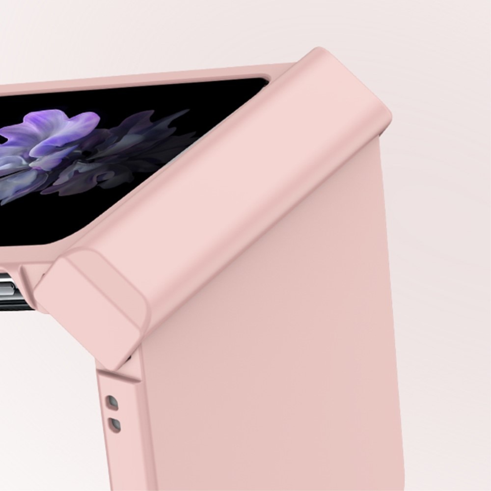 Samsung Galaxy Z Flip 5 Gestreepte Hardcase Gummicoating Hinge Protection roze