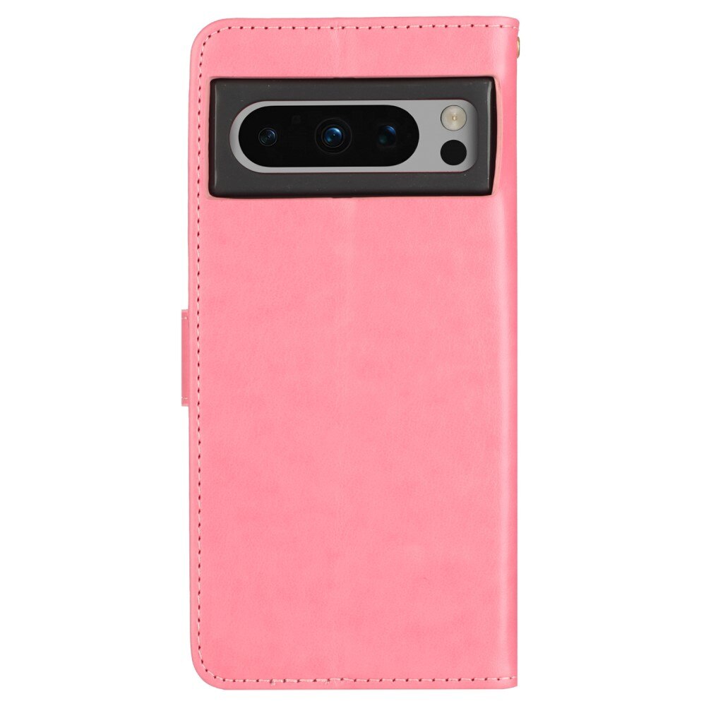 Google Pixel 8 Pro Leren vlinderhoesje Roze