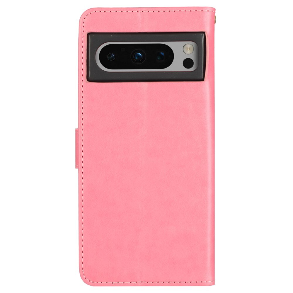 Google Pixel 8 Pro Leren vlinderhoesje roze