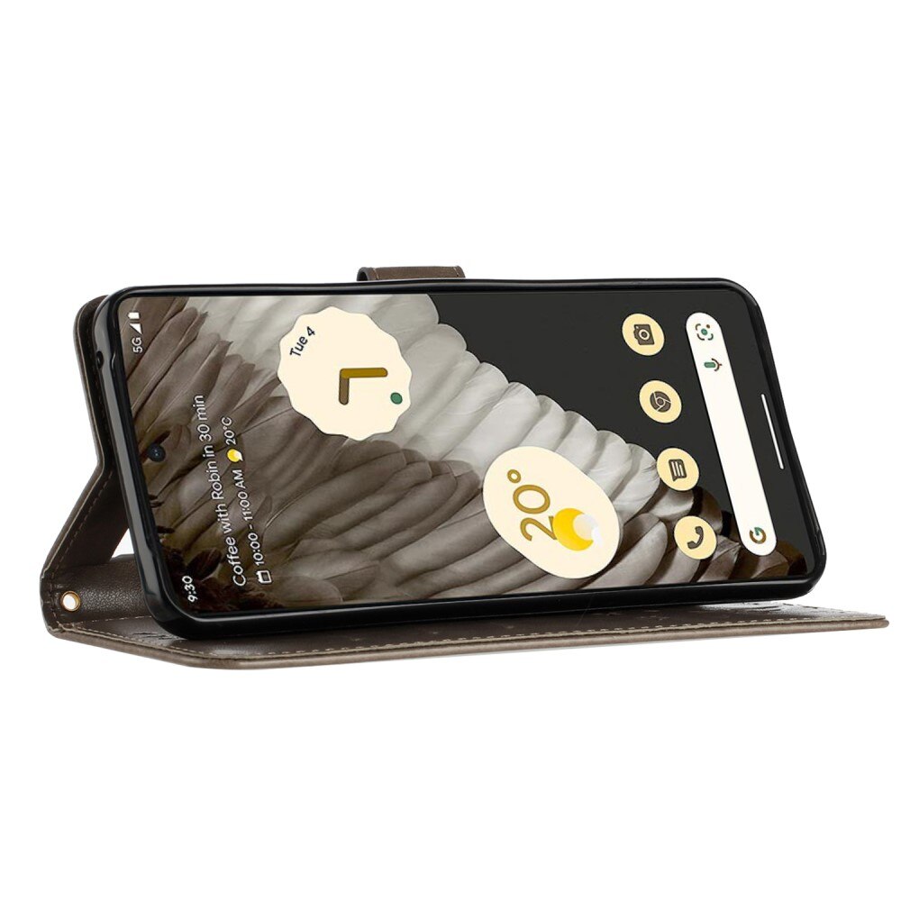 Google Pixel 8 Pro Leren vlinderhoesje Grijs