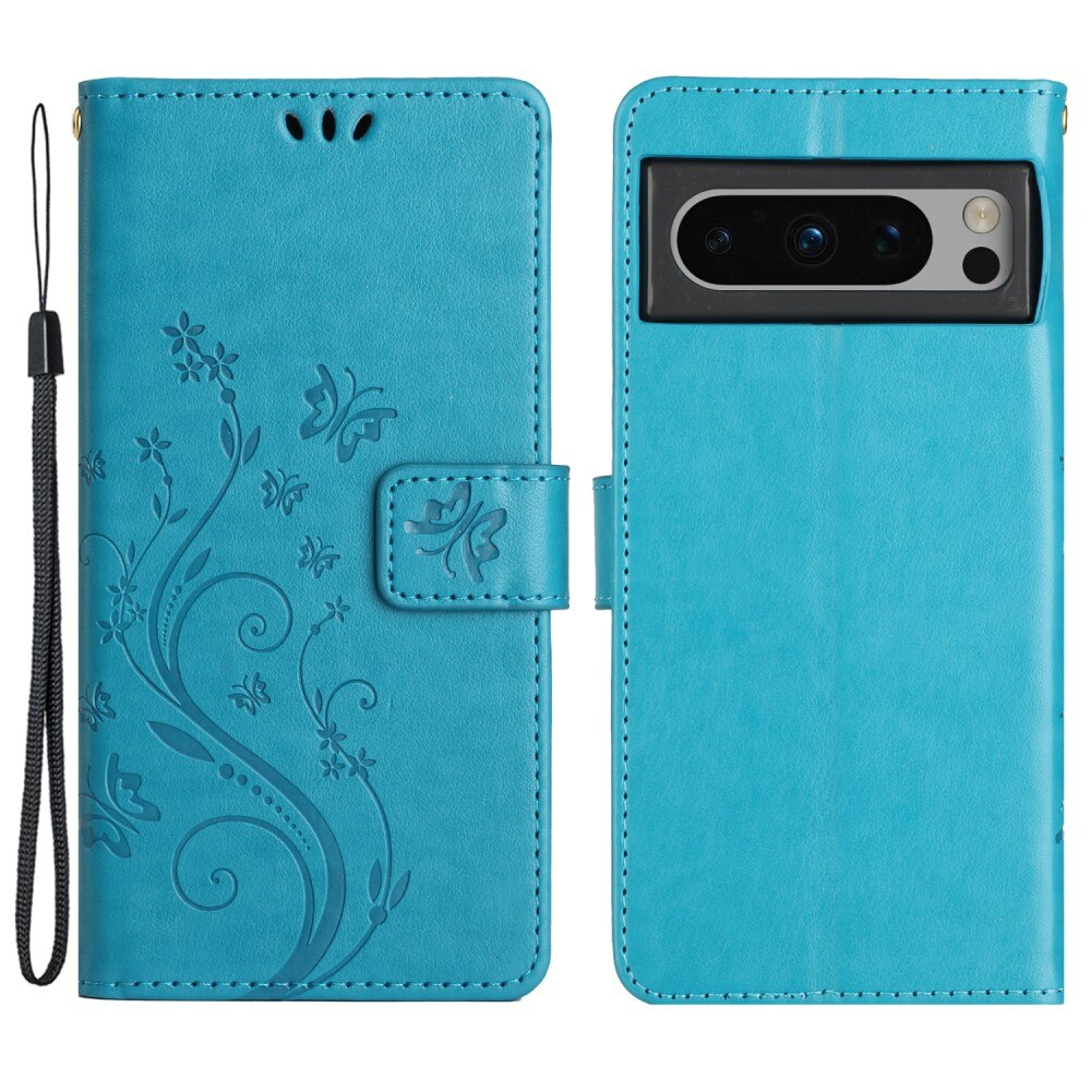 Google Pixel 8 Pro Leren vlinderhoesje Blauw