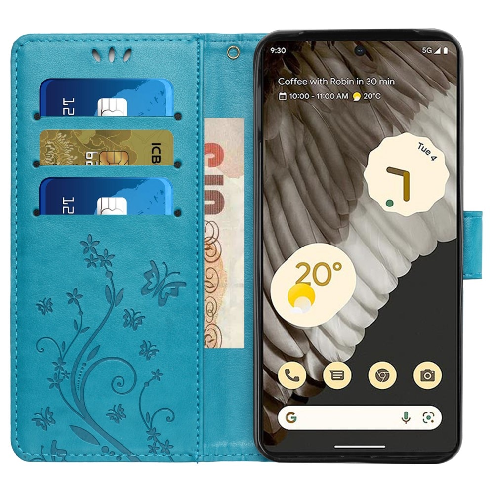 Google Pixel 8 Pro Leren vlinderhoesje Blauw