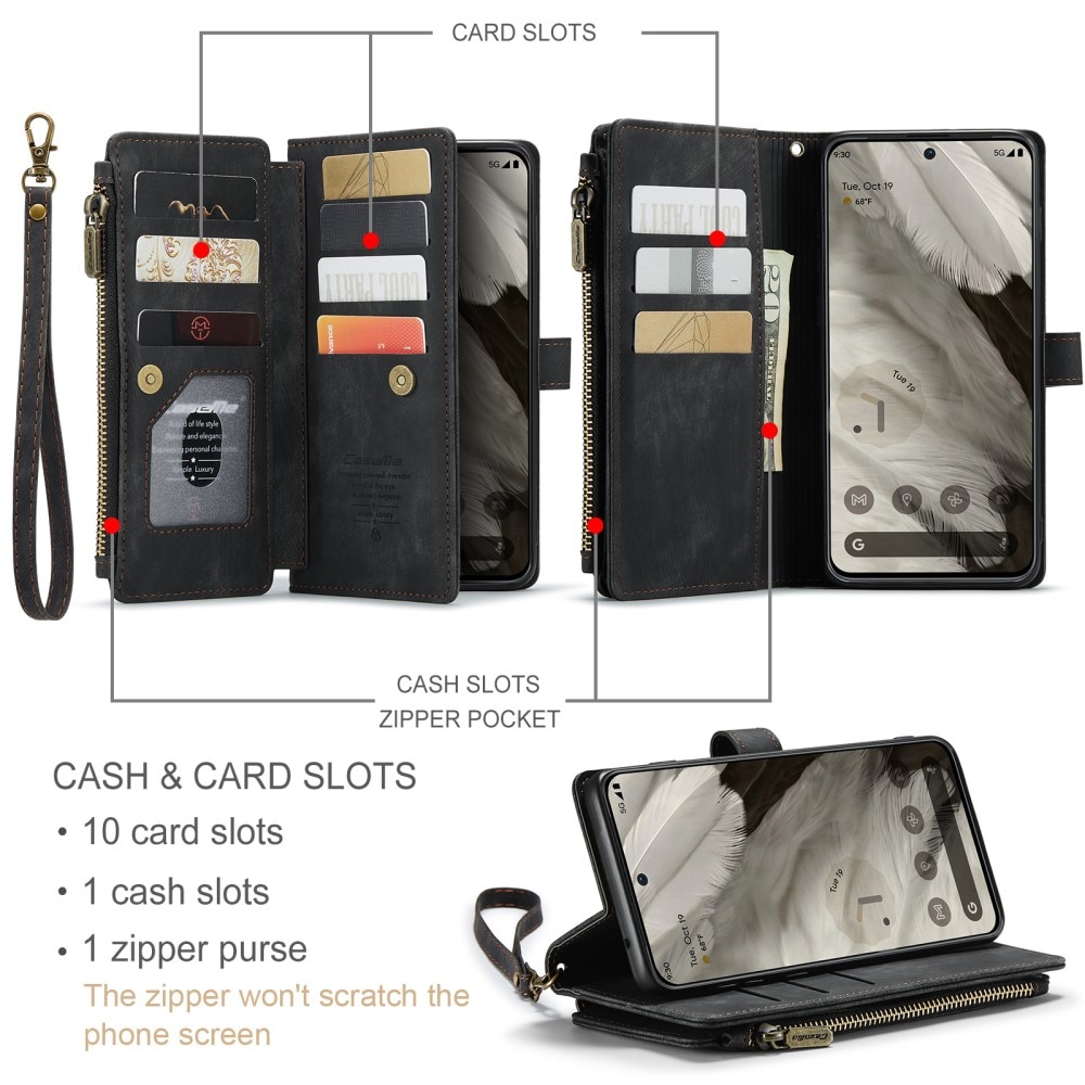 Bookcover hoesje Rits Google Pixel 8 Zwart