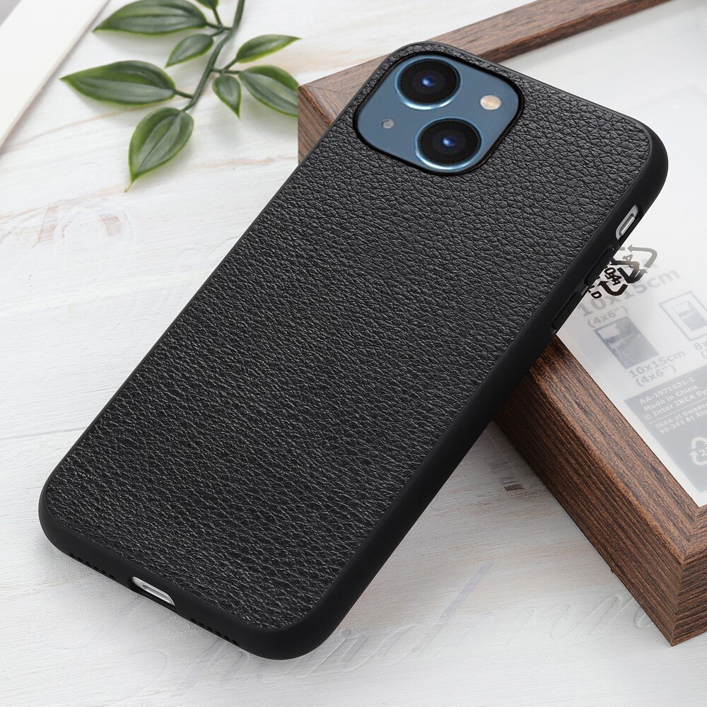 iPhone 15 Echt lederen Case zwart