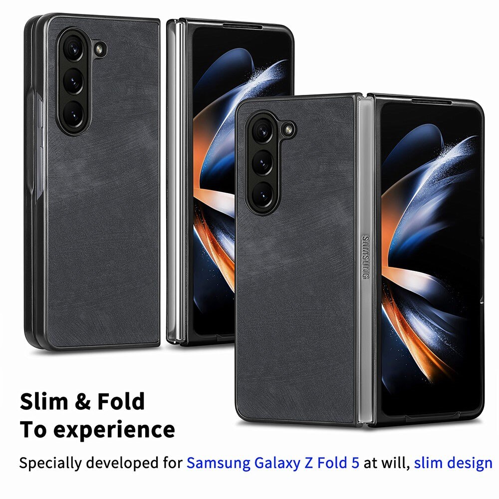 Samsung Galaxy Z Fold 5 Leren hoesje zwart