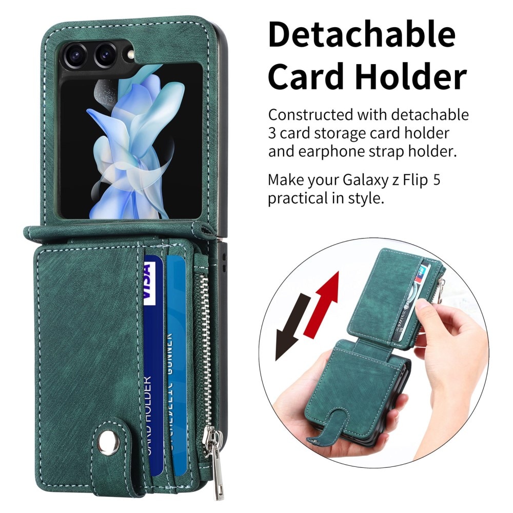 Samsung Galaxy Z Flip 5 Bookcover hoesje Multi-Slot Rits groen