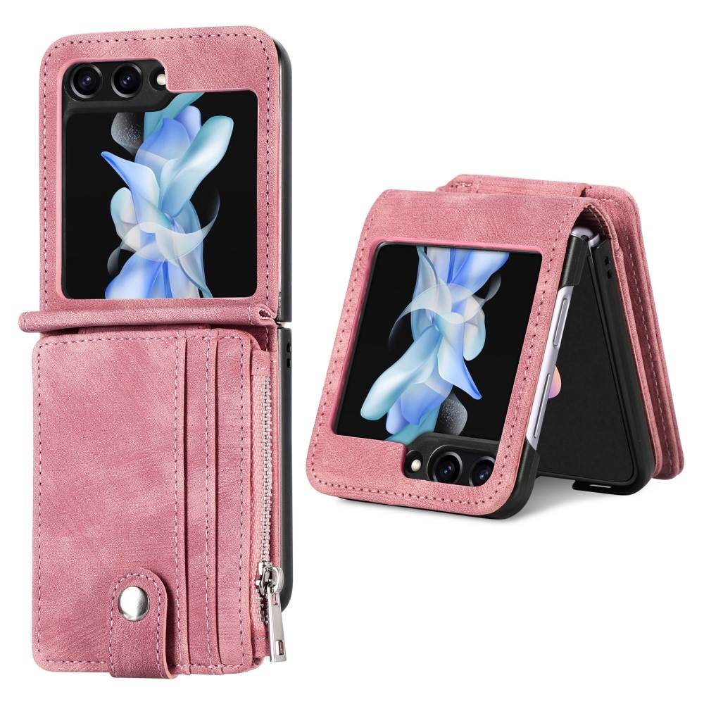 Samsung Galaxy Z Flip 5 Bookcover hoesje Multi-Slot Rits roze