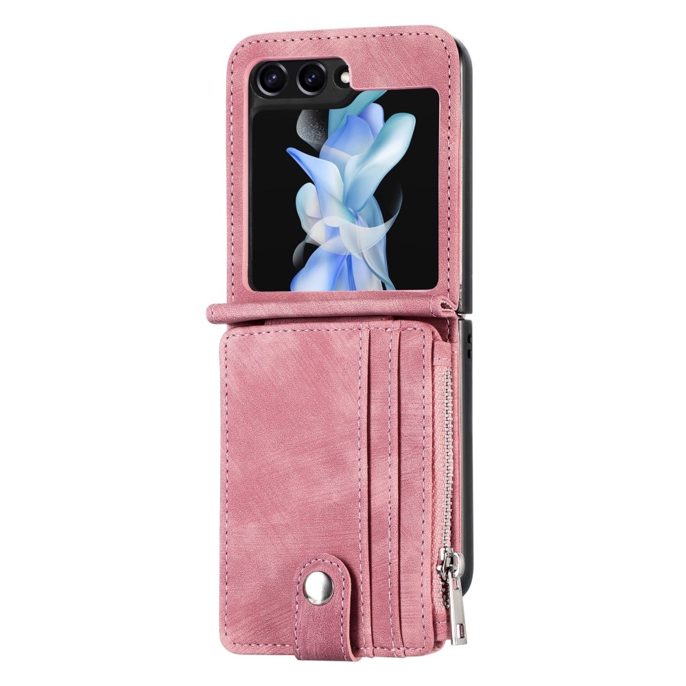 Samsung Galaxy Z Flip 5 Bookcover hoesje Multi-Slot Rits roze