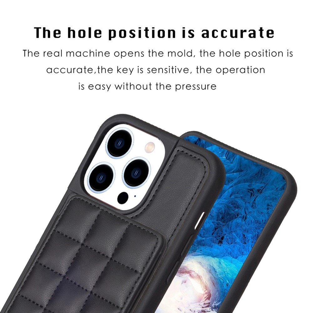 iPhone 14 Pro TPU Hoesje met gewatteerde portemonnee zwart