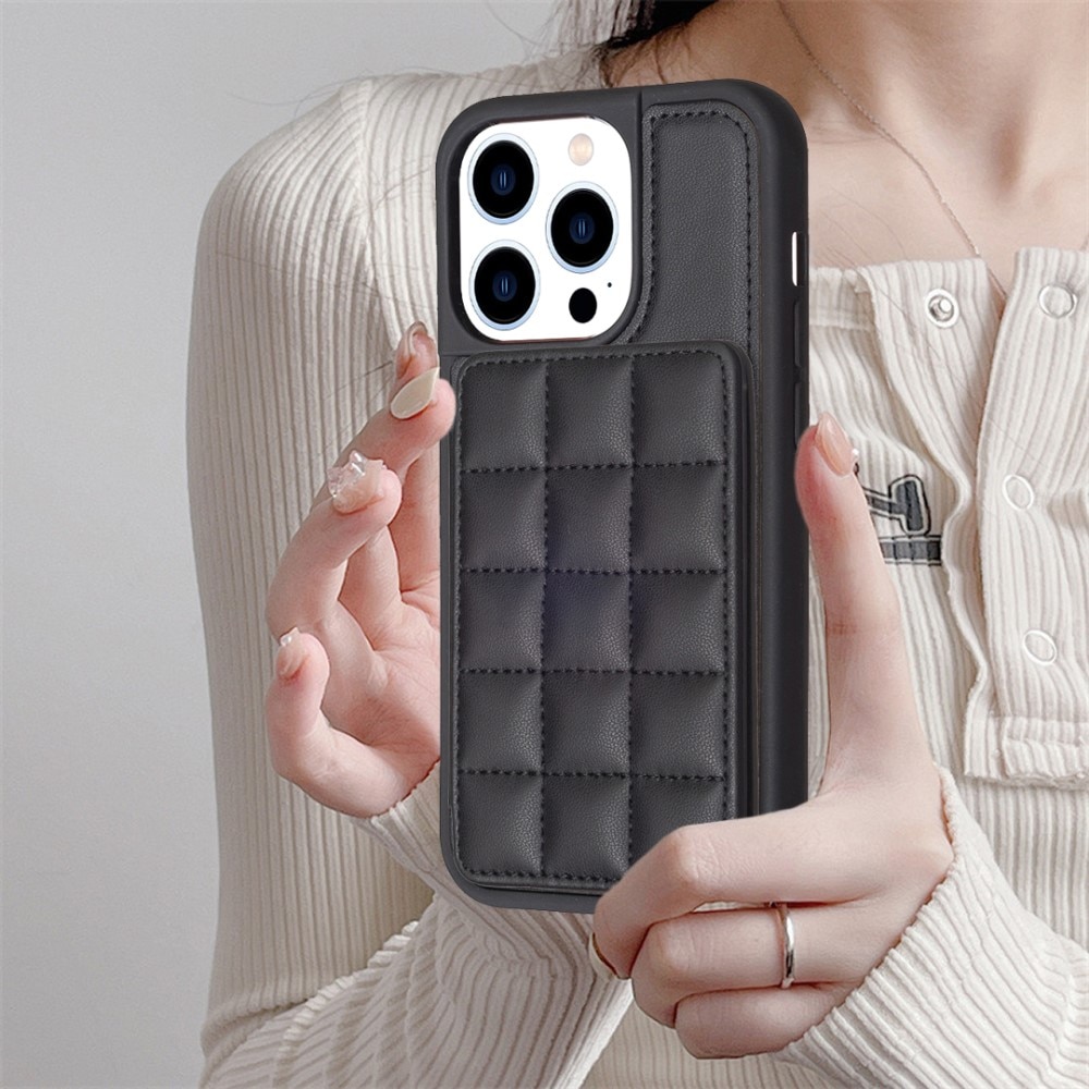 iPhone 14 Pro TPU Hoesje met gewatteerde portemonnee zwart