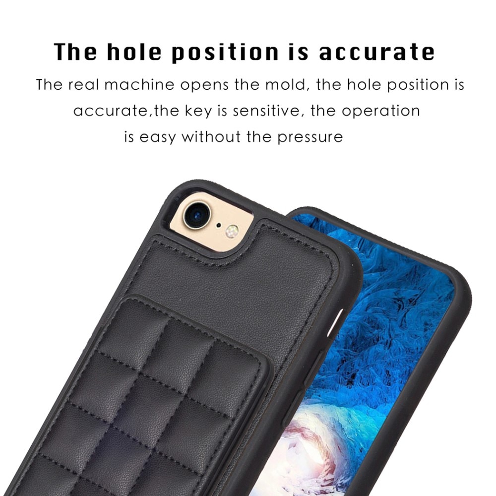 iPhone SE (2022) TPU Hoesje met gewatteerde portemonnee zwart