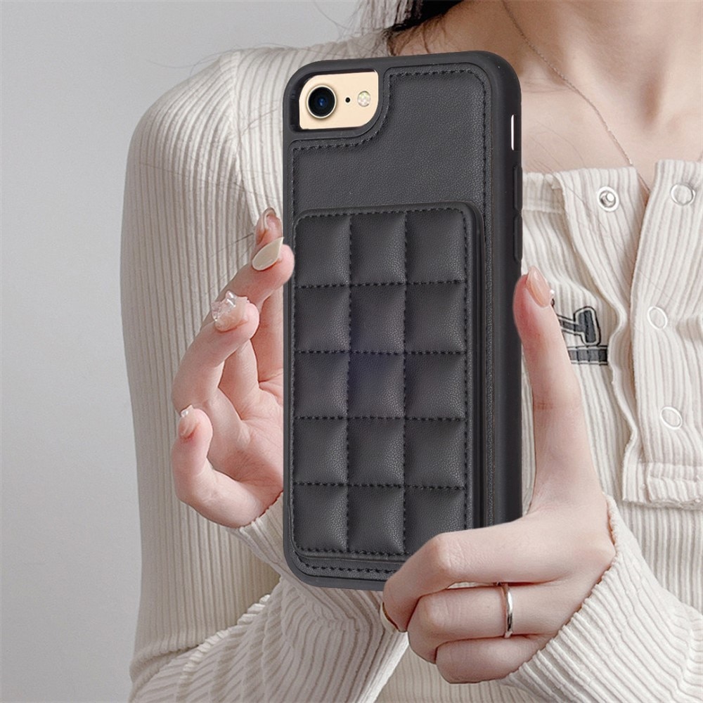 iPhone SE (2020) TPU Hoesje met gewatteerde portemonnee zwart