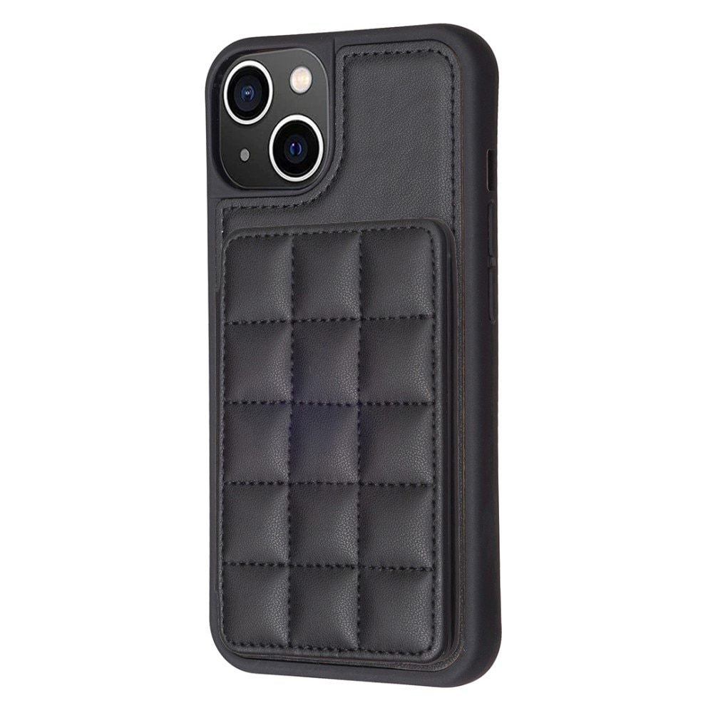 iPhone 14 TPU Hoesje met gewatteerde portemonnee zwart