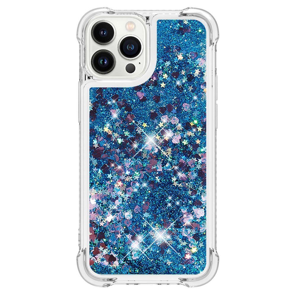 iPhone 15 Pro Glitter Powder TPU Hoesje blauw