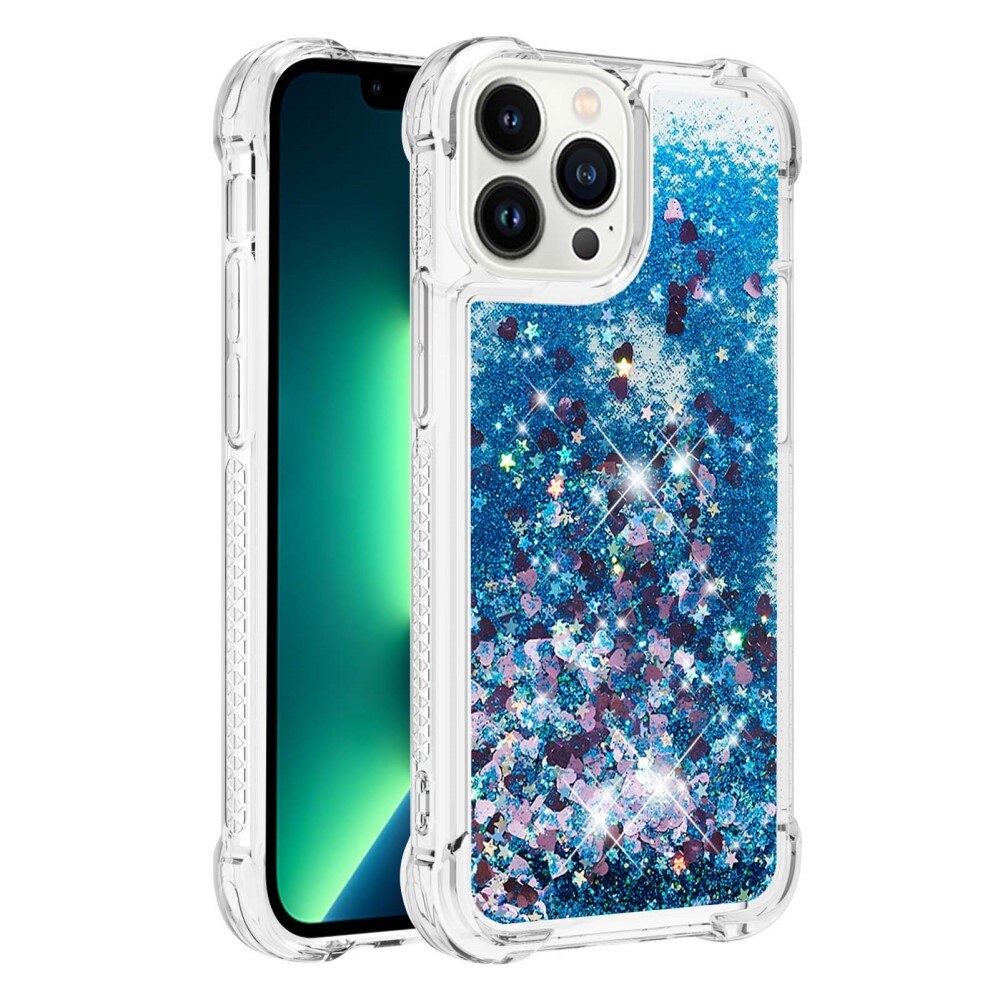 iPhone 15 Pro Glitter Powder TPU Hoesje blauw