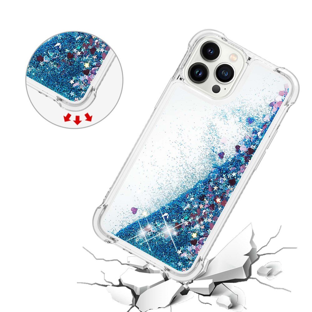iPhone 15 Pro Glitter Powder TPU Hoesje blauw