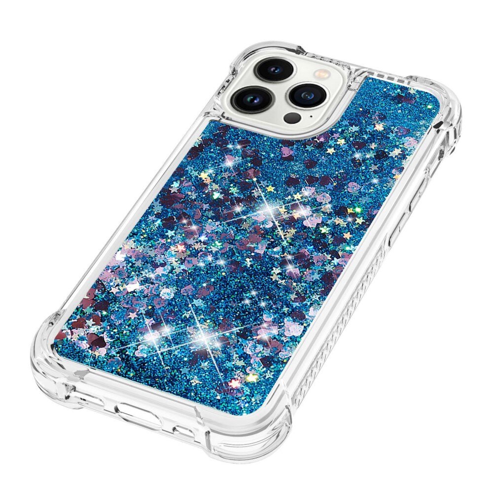 iPhone 15 Pro Glitter Powder TPU Hoesje blauw
