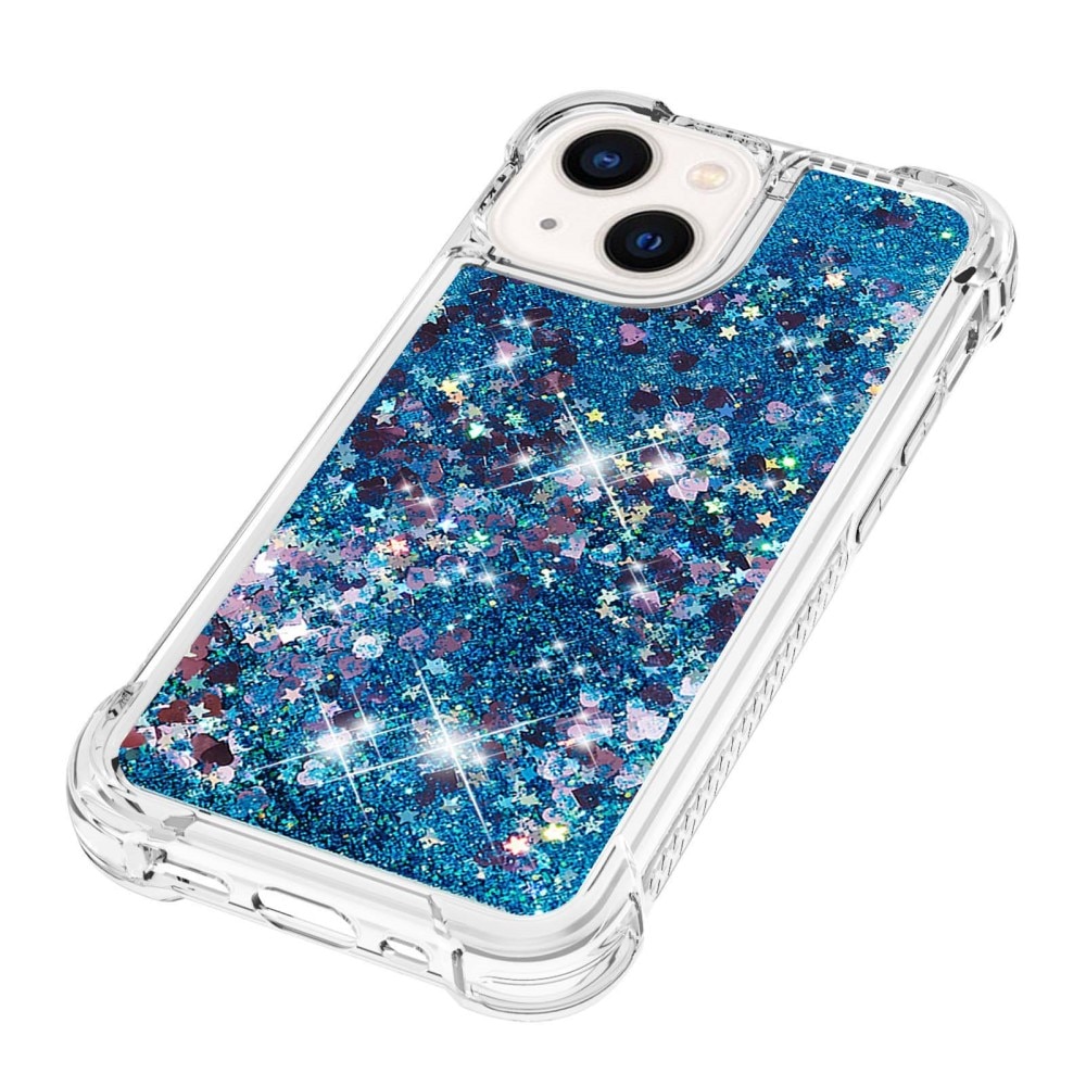 iPhone 15 Glitter Powder TPU Hoesje blauw