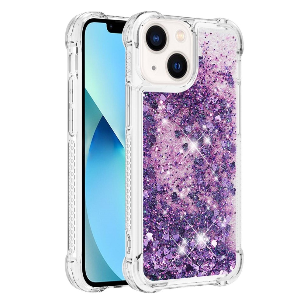 iPhone 15 Glitter Powder TPU Hoesje paars