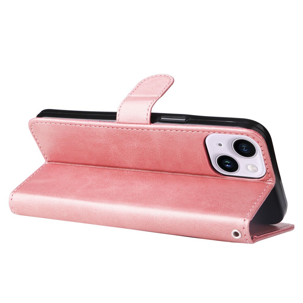 iPhone 15 Leren Zipperhoesje roze