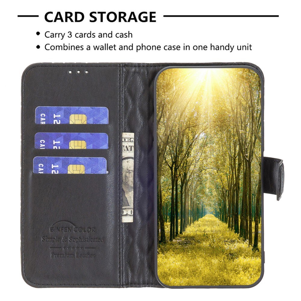 iPhone 15 Portemonnee hoesje Quilted, zwart