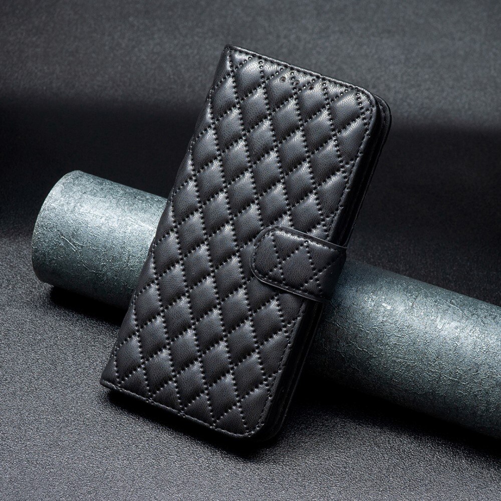 iPhone 15 Portemonnee hoesje Quilted, zwart