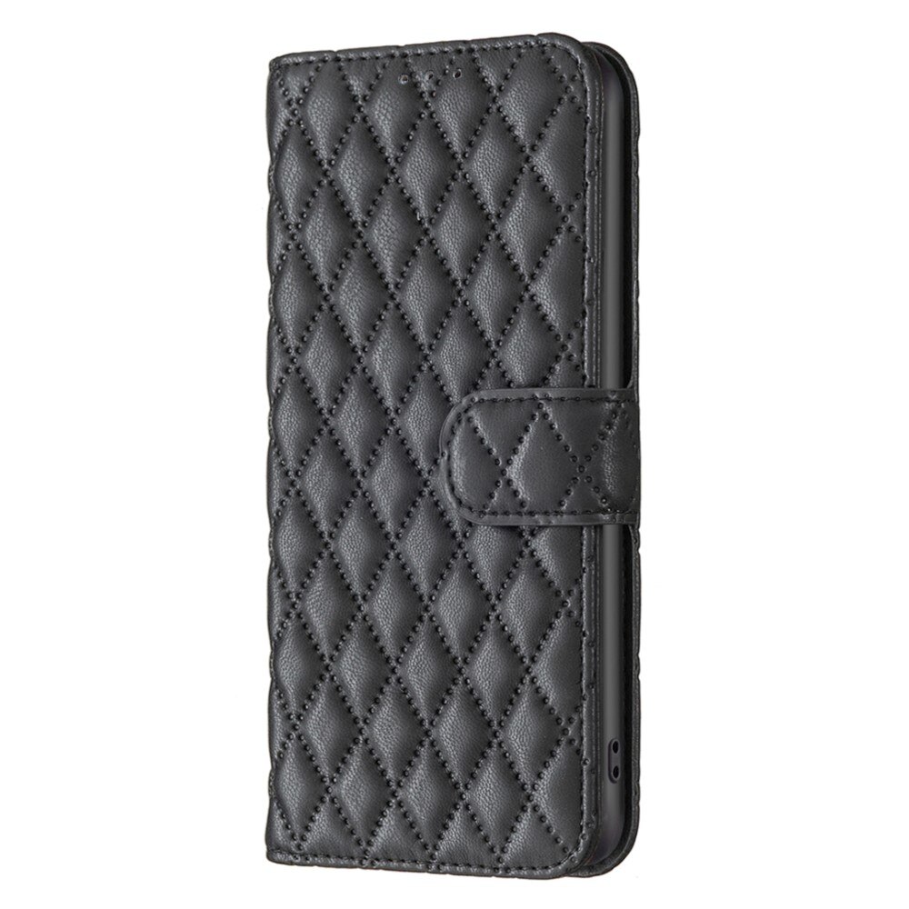 iPhone 15 Portemonnee hoesje Quilted, zwart