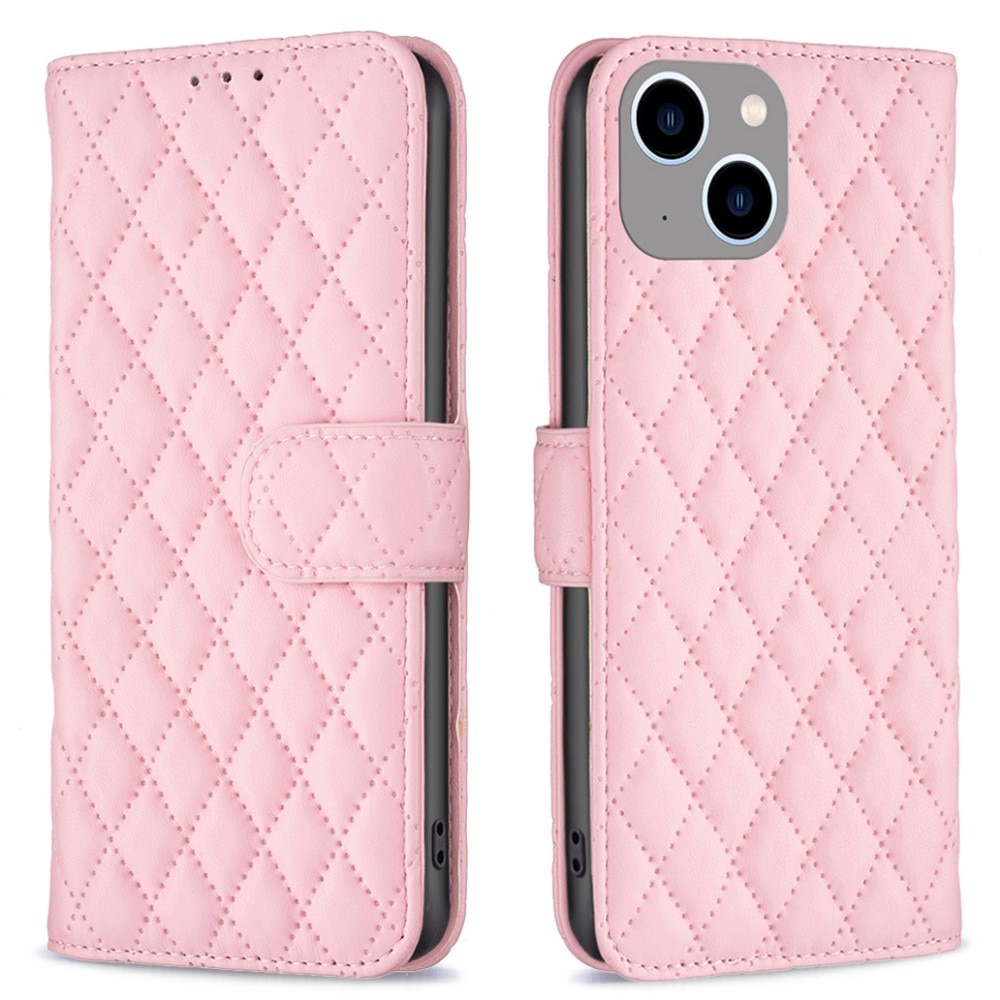 iPhone 15 Portemonnee hoesje Quilted, roze