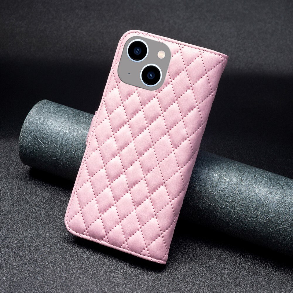 iPhone 15 Portemonnee hoesje Quilted, roze