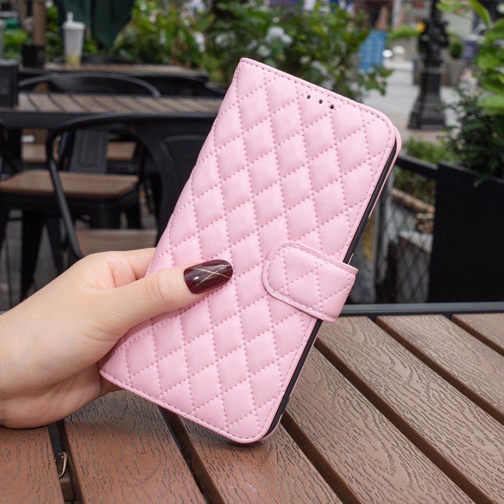 iPhone 15 Portemonnee hoesje Quilted, roze