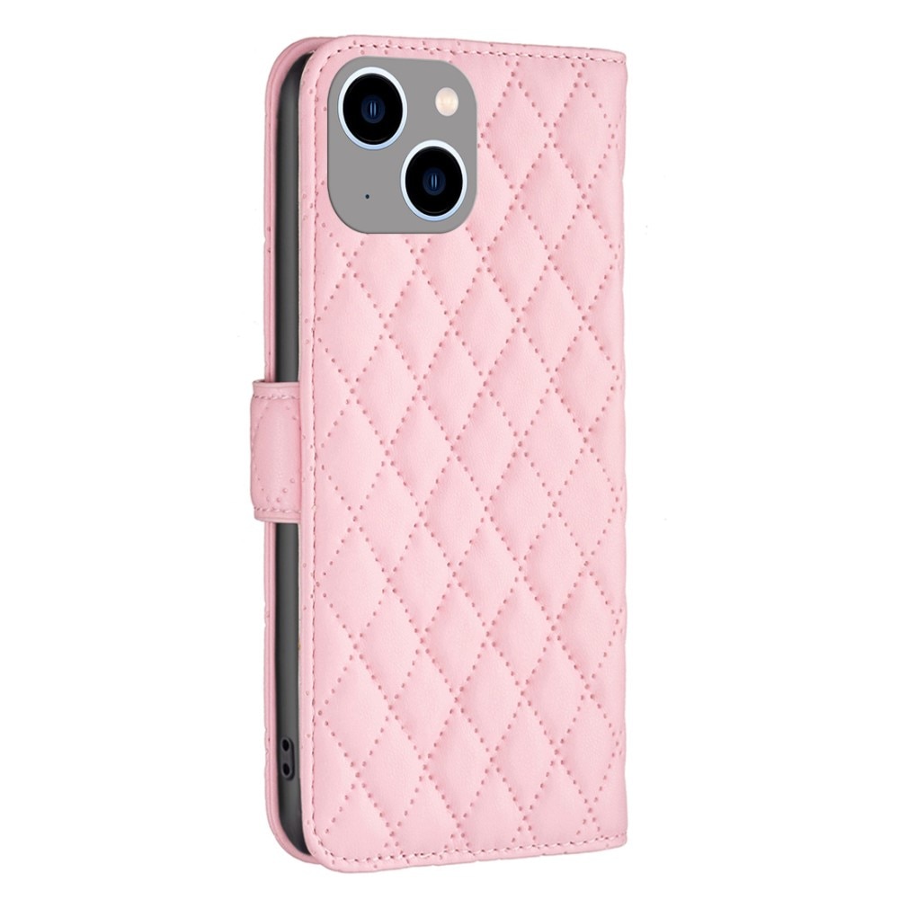 iPhone 15 Portemonnee hoesje Quilted, roze