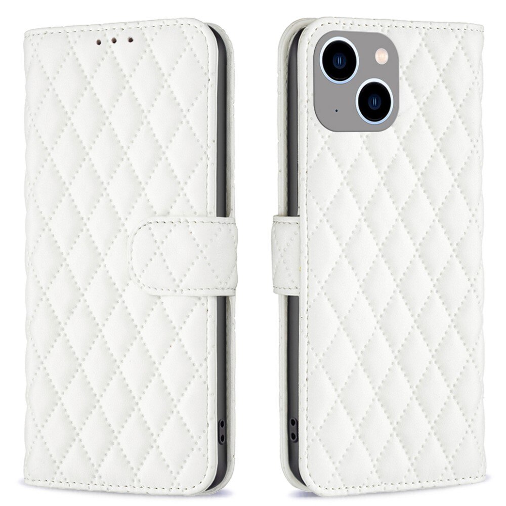 iPhone 15 Portemonnee hoesje Quilted, wit