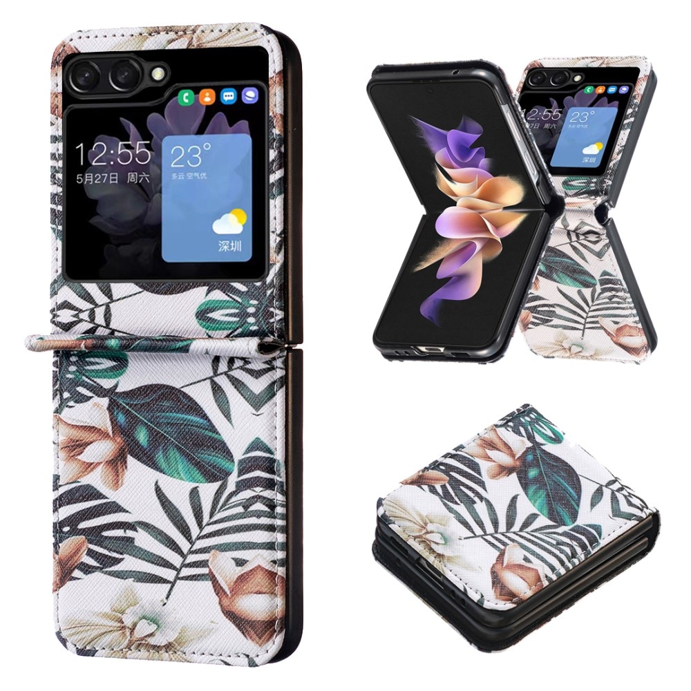 Samsung Galaxy Z Flip 5 Leren hoesje Green Leaves