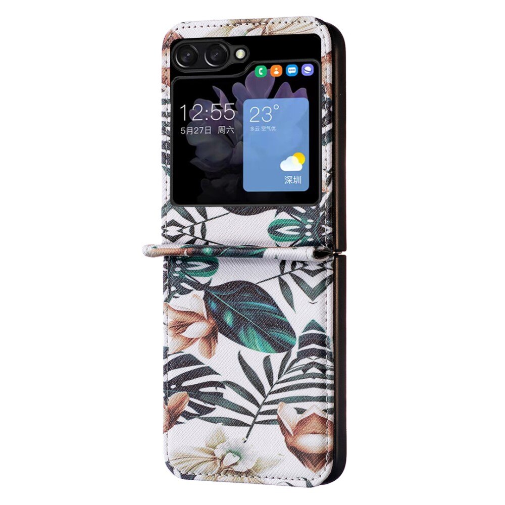 Samsung Galaxy Z Flip 5 Leren hoesje Green Leaves