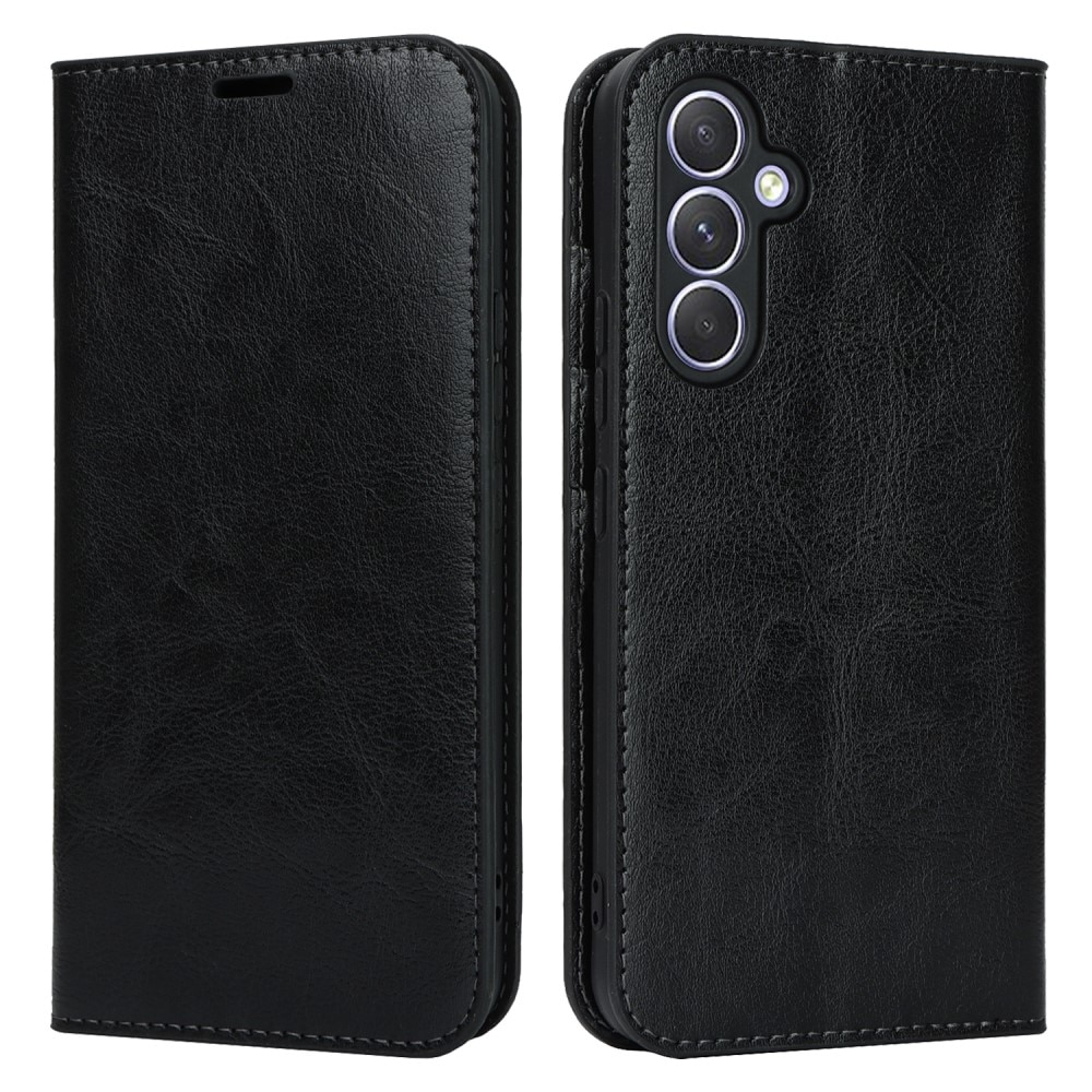 Samsung Galaxy A25  Mobielhoesje Echt Leer zwart