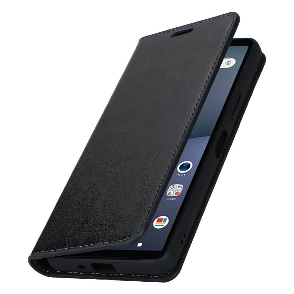 Sony Xperia 5 V Mobielhoesje Echt Leer zwart