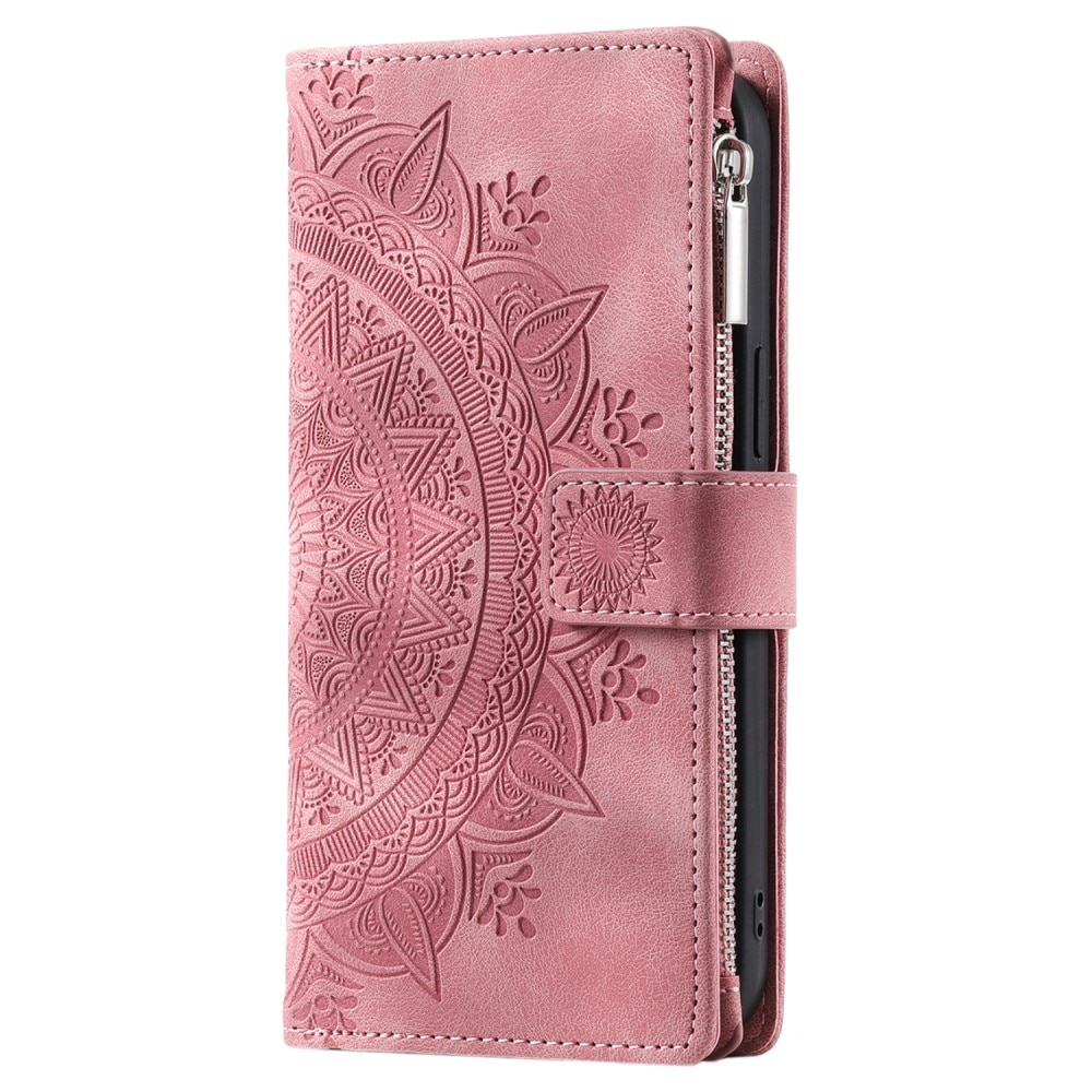 iPhone 15 Portemonnee tas Mandala, roze