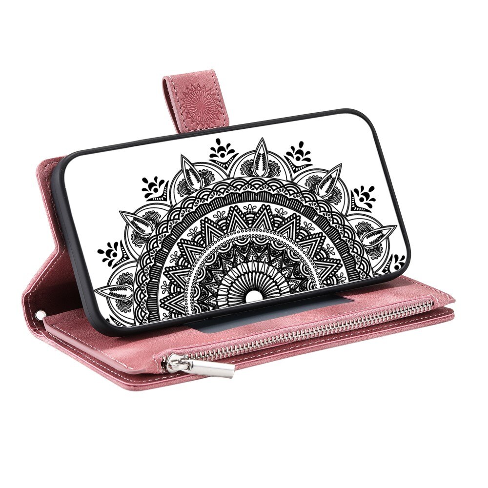 iPhone 15 Portemonnee tas Mandala, roze