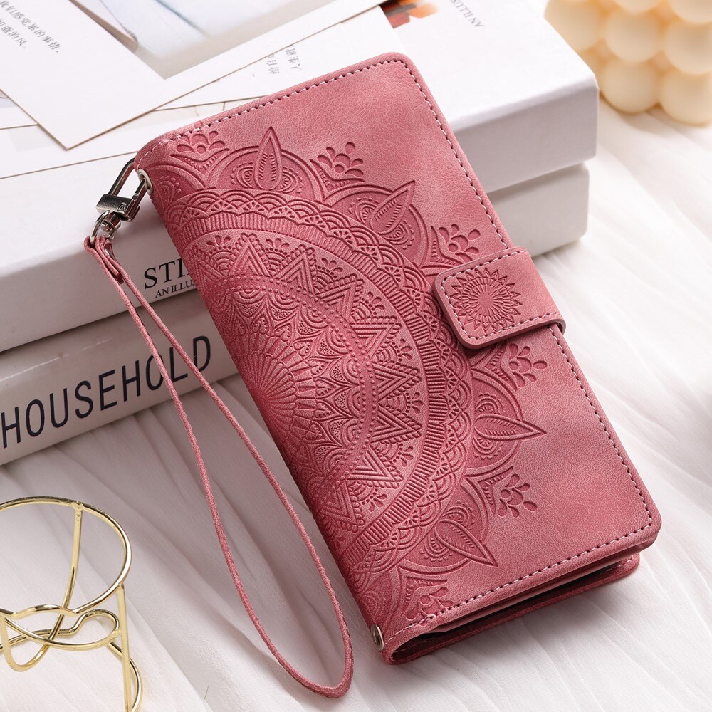 iPhone 15 Portemonnee tas Mandala, roze
