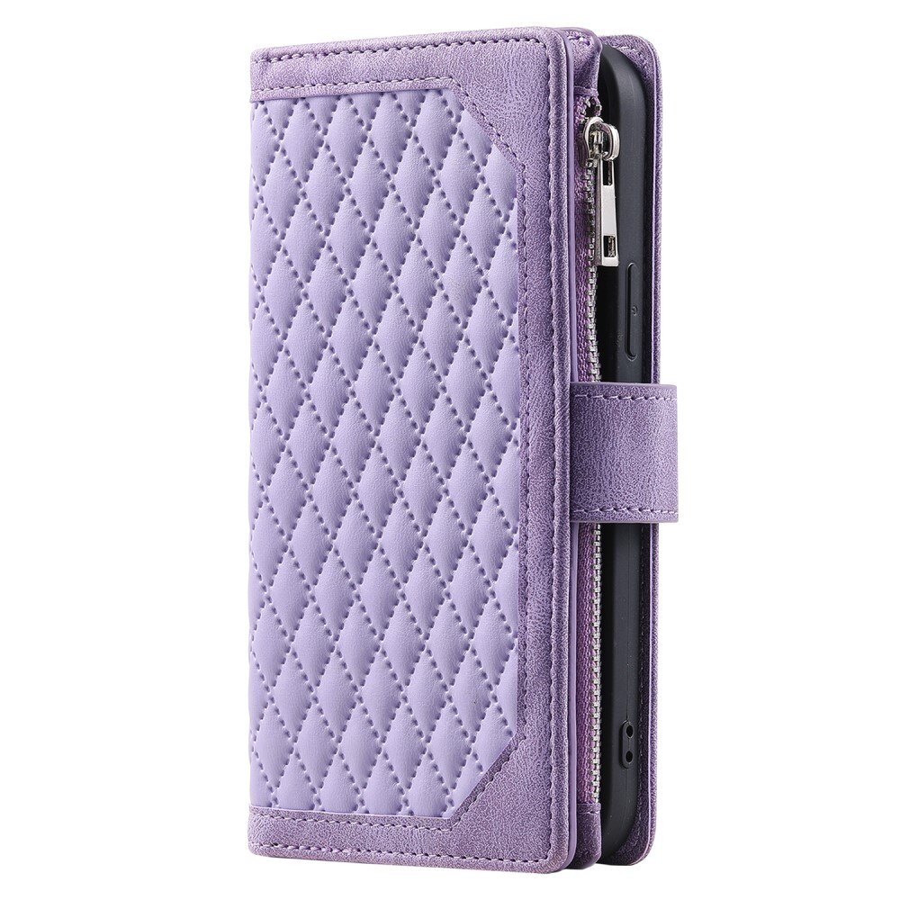 iPhone 15 Portemonnee tas Quilted paars