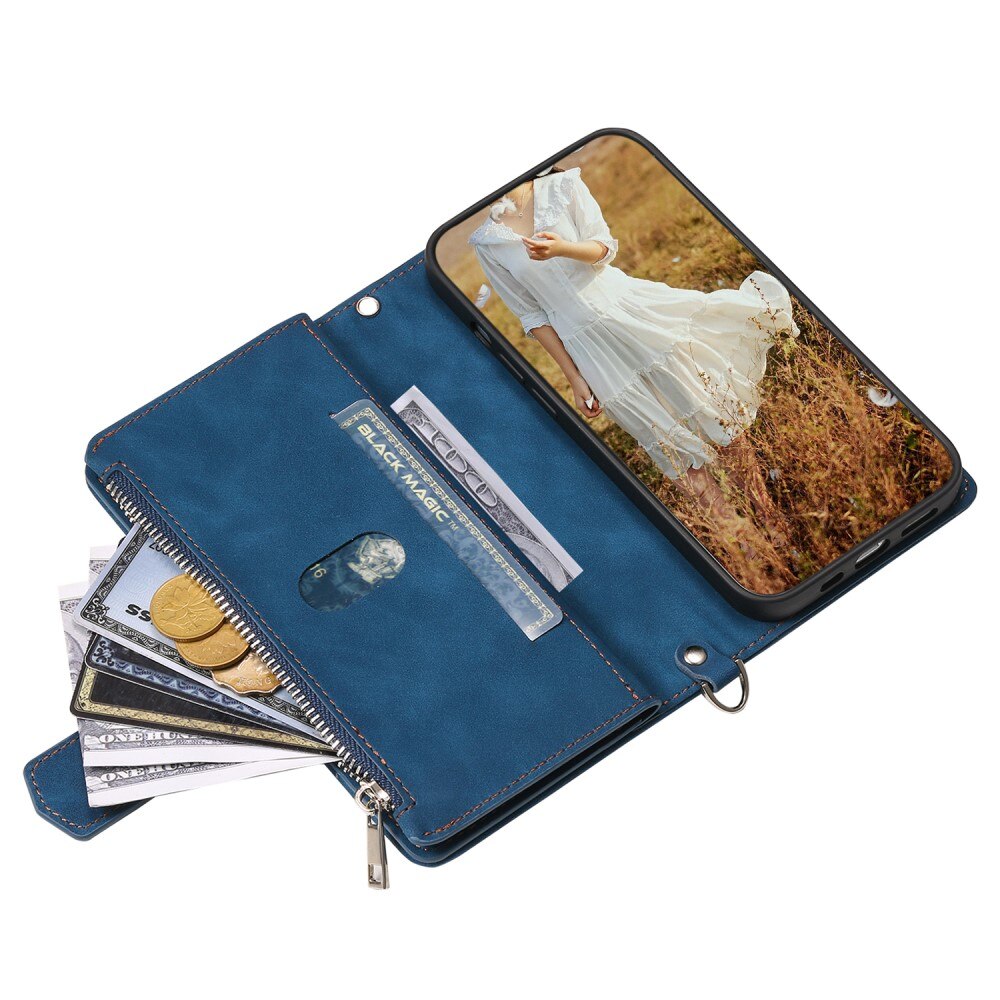 iPhone 15 Plus Portemonnee tas Quilted Blauw