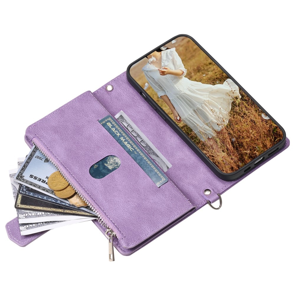 iPhone 15 Plus Portemonnee tas Quilted Paars
